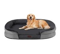 Dwanton Lit orthopédique pour chiens de grande taille, canapé imperméable avec support en mousse d'œuf, lit lavable avec coussin traversin à quatre côtés, avec housse amovible et fond antidérapant,