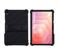 DWaybox Coque Antichoc pour Samsung Galaxy Tab S11 11.0 Pouces SM-X730/X736B, Étui en Silicone Souple avec Renforts d'Épaisseur aux Coins, Support Multi-Angles et Anti-Chute -Noir