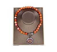 DWBPGVUN Jewelry Collier avec pendentif rond en agate orange 45,7 cm 12 mm