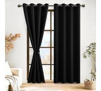 DWCN 2 Pièces Rideau Occultants Thermique Isolant Anti Froid à Oeillets, Rideaux Opaques de Couleur Foncée pour Chambre et Salon, 140x290 CM (Largeur x Hauteur), Noir Halloween