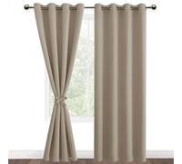 DWCN 2 Pièces Rideaux Occultant avec Cravates, Rideaux pour Chambre Maison Salon Intérieurs, Design Moderne à Oeillets, 140x215 CM (Largeur x Hauteur), Taupe