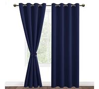 DWCN 2 Pièces Rideaux Occultant Thermiques à Oeillets, Rideau Thermique Isolant Anti Froid et Chaleur pour Chambre des Garçons, 132x245 CM (Largeur x Hauteur), Bleu Marine