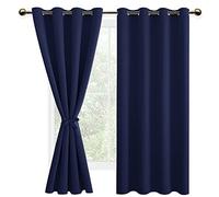 DWCN 2 Pièces Rideaux Occultant Thermiques à Oeillets, Rideau Thermique Isolant Anti Froid et Chaleur pour Chambre des Garçons, 106x160 CM (Largeur x Hauteur), Bleu Marine