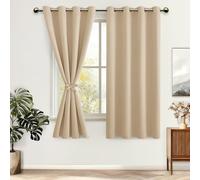 DWCN 2 Pièces Rideaux Occultants à Oeillets pour Chambres à Coucher, Rideau Thermique Isolant Anti Chaud Intérieurs, 140x175 CM (Largeur x Hauteur), Jaune Beige