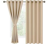 DWCN 2 Pièces Rideaux Occultants à Oeillets pour Chambres à Coucher, Rideau Thermique Isolant Anti Chaud Intérieurs, 167x183 CM (Largeur x Hauteur), Jaune Beige