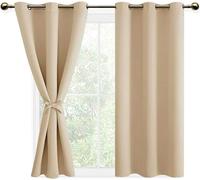 DWCN 2 Pièces Rideaux Occultants à Oeillets pour Chambres à Coucher, Rideau Thermique Isolant Anti Chaud Intérieurs, 117x137 CM (Largeur x Hauteur), Jaune Beige