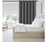 DWCN Dark Grey Privacy Room Divider Curtain Thermal Blackout Curtain for Patio Door, Living Room, Bedroom Partition and Shared Office Space, 1 Grommet Curtain Panel, 8.3ft Wide x 7ft Tall