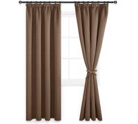 DWCN Lot de 2 Rideau Occultant avec Cravates Rideau 140x225cm, Kaki Rideau Thermiques Galon Fronceur Rideau Thermique Isolant Anti Froid Intérieurs pour Cuisine Salon Chambre