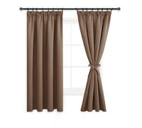 DWCN Lot de 2 Rideau Occultant Galon Fronceur Rideau avec Cravates Rideau Thermique Isolant Anti Froid et Chaleur Rideau Cuisine, Rideaux pour Salon et Chambre, Kaki - 140 x 200 cm(Largeur x Hauteur)