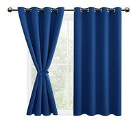 DWCN Lot de 2 Rideaux à Oeillets Décoration Chambre Fenetre, Rideaux Opaque Draperies Intérieurs avec Embrasses, 132x137 CM (Largeur x Hauteur), Bleu Roi