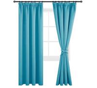 DWCN Lot de 2 Rideaux Occultant avec Cravates Rideau Isolant Thermique Anti Froid Galon Fronceur Rideau de Porte Salon Désign Moderne Balcon Chambre Cuisine, 117 x 228 cm (L x H) - Turquoise