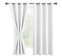 DWCN Lot de 2 Rideaux Occultants à Oeillets, Rideau Thermique Isolant Anti Froid pour Salon et Chambre à Coucher Noël, 132x137 CM (Largeur x Hauteur), Blanc Gris