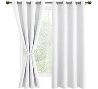 DWCN Lot de 2 Rideaux Occultants à Oeillets, Rideau Thermique Isolant Anti Froid pour Salon et Chambre à Coucher Noël, 140x175 CM (Largeur x Hauteur), Blanc Gris