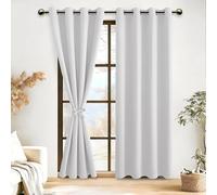 DWCN Lot de 2 Rideaux Occultants à Oeillets, Rideau Thermique Isolant Anti Froid pour Salon et Chambre à Coucher Noël, 140x200 CM (Largeur x Hauteur), Blanc Gris