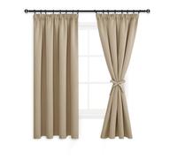 DWCN Lot de 2 Rideaux Occultants avec Galon Fronceur et Cravates - Thermique Isolant Anti Froid et Chaleur pour Cuisine, Salon et Chambre - Taupe, 117 x 137 cm (Largeur x Hauteur)