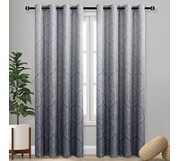DWCN Lot de 2 Rideaux occultants ombrés à Isolation Thermique avec œillets pour Chambre à Coucher et Salon, Motif damassé, économie d'énergie, 132,1 x 243,8 cm de Long, Gris