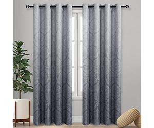 DWCN Lot de 2 Rideaux occultants ombrés à Isolation Thermique avec œillets pour Chambre à Coucher et Salon, Motif damassé, économie d'énergie, 132,1 x 213,4 cm de Long, Gris