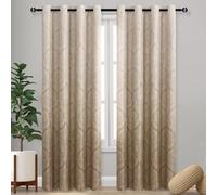 DWCN Lot de 2 Rideaux occultants pour Chambre à Coucher et Salon - Motif damassé - Isolation Thermique - Économie d'énergie - Rideaux à œillets pour Salon - 132 x 213 cm - Taupe