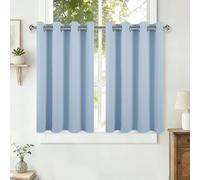 DWCN Lot de 2 rideaux pour petites fenêtres, 90 x 120 cm, bleu clair | Rideaux occultants avec œillets - Courts - Pour chambre d'enfant - Rideau thermique pour cuisine, cave