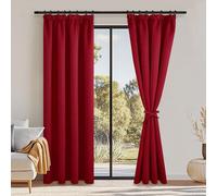 DWCN Lot de 2 Rideaux Salon Occultant Thermique Anti Froid Rideau Cuisine avec Cravates, Rideau Balcon Extérieur Chambre Adulte Enfant Galon Fronceur, Rouge - 167 x 183 cm (Largeur x Hauteur)
