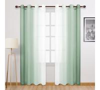 DWCN Lot de 2 Rideaux Transparents ombrés en Faux Lin de 243,8 cm de Long pour Chambre à Coucher et Salon, 132,1 x 243,8 cm de Long, Vert Sauge
