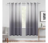 DWCN Lot de 2 Rideaux Transparents ombrés en Faux Lin Gris dégradé pour Chambre à Coucher et Salon, 132,1 x 160 cm de Long