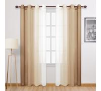 DWCN Lot de 2 voilages ombrés en Faux Lin Taupe - Rideaux Semi-voilages dégradés pour Chambre à Coucher et Salon, 132,1 cm de Large x 228,6 cm de Long, Taupe