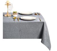 DWCN Nappe Gris Aspect Lin Lavable et Imperméable Tissu Enduite Anti-Tache Rectangulaire 160x320cm, pour Salle à Manger, Jardin, Fête, Mariage Maison