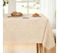 DWCN Nappe Rectangulaire Impermeable en PVC 140x240 cm Beige Effet Lin