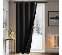 DWCN Rideau De Porte Thermique avec Doublure Matelassée en Microfibre Épaisse, Rideau De Chambre Occultant Et Résistant Au Froid, Noir, 132x225 cm(LxH), 1 Pièce