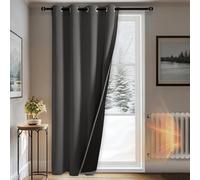 DWCN Rideau d'hiver Occultant Et Coupe-Vent avec Doublure Matelassée en Microfibre Épaisse, Isolation Thermique, Réduction du Bruit, Rideau De Salon, Gris Foncé, 132x245 cm(LxH), 1 Pièce