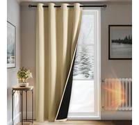 DWCN Rideau d'hiver Occultant Et Coupe-Vent avec Doublure Matelassée en Microfibre Épaisse, Isolation Thermique, Réduction du Bruit, Rideau De Salon, Beige Clair, 132x245 cm(LxH), 1 Pièce