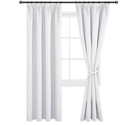 DWCN Rideau Noel Rideau Occultant Galon Fronceur avec Cravates Rideau 140x225cm, Gris Blanc Rideau Thermiques Rideau Thermique Isolant Anti Froid Intérieurs pour Cuisine Salon Chambre, 2 Pièces