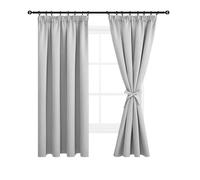 DWCN Rideau Occultant avec Cravates Rideau- Rideau Thermiques Galon Fronceur, Rideau Thermique Isolant Anti Froid Intérieurs pour Cuisine Maison Salon Chambre, L140 x H160 cm, 2 Panneaux, Gris Argent