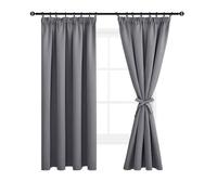 DWCN Rideau Occultant Galon Fronceur avec Cravates - Rideau Thermique Isolant Anti Froid et Chaleur, Rideaux pour Salon et Chambre, Gris, 140 x 200 cm