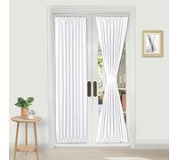 DWCN Rideau occultant thermique avec passe-tringle pour portes avec fenêtre en verre, porte de cuisine et de terrasse pour intimité, 63,5 x 183 cm de long, 1 panneau de rideau avec embrasse, blanc pur