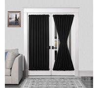 DWCN Rideau occultant Thermique avec Passe-Tringle pour Portes et fenêtres en Verre, Porte de Cuisine et de terrasse pour intimité, 137,2 x 183 cm de Long, 1 Panneau de Rideau avec Embrasse, Noir