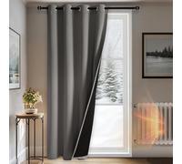 DWCN Rideau Thermiques Isolant Anti Froid et Chaleur,Double 100% Occultant Epais Rideaux de Porte Oeillets, Gris, 132 x 225 CM, Lot de 1