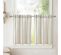 DWCN Rideaux brise-bise Moderne Vert Blé Rayures Rideaux en Lin H60xL60cm 2 Pièces Semi-Transparents Rideaux de Cuisine pour Bistro Rideau pour Chambre d'Enfant Rideau de Placard Rideau pour Camion