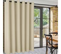 DWCN Rideaux Chambre Beige Clair Rideau Isolant Thermique L254xH243 cm 1 Pièce Large Rideau Occultant à Oeillets Phonique Anti Bruit Rideaux Separation de Piece Décoration Maion pour Salon/Cuisines