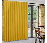 DWCN Rideaux de Porte coulissante pour Porte en Verre, séparateur de pièce occultant Thermique avec Languette arrière et Poche pour Barre de séparation pour Chambre à Coucher Jaune 100 x 96 cm