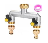 DWcouple Robinet Distributeur 2 Voies,Divisor de Manguera de 2 Vías Independientes,3/4" Divisor de Manguera de Jardín,Bifurcador Grifo Jardin Distribuidor y Adaptador Para jardinería, Riego doméstico