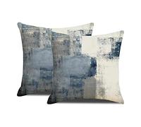 DWDC Housses de Coussin 45 x 45 cm Lot de 2 Housses de Coussin d'art Abstrait, Bleu et Gris Contemporary Gallery Home Housse de Coussin décorative pour Chambre canapé Salon 18 x 18 Pouces