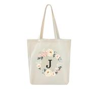 DWDC Sac fourre-tout en toile, sac cadeau personnalisé A-Z 26 lettres, sac à provisions écologique réutilisable, sac cadeau, adapté aux vacances à la plage, aux fêtes d'anniversaire de mariage.