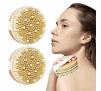 DWDHYEAN 2 Pièces Brosse Exfoliante Bio, Brosse à Sec et de Massage pour Éliminer la Cellulite et Drainer le Lymphatique