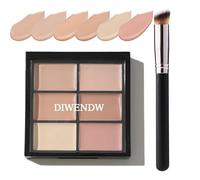 DWDiWen Palette de correcteurs de 6 couleurs, palette de correcteurs de couleur, fond de teint liquide hydratant à couverture totale, palette de maquillage pour contour en crème avec pinceau