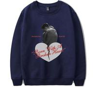 DWDKJU Damiano David Born with a Broken Heart 2025 Sweatshirts, Pulls à Capuche à Manches Longues Imprimés Graphiques Unisexes pour Les Fans De Singer,Bleu,M