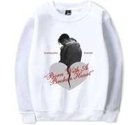 DWDKJU Damiano David Born with a Broken Heart 2025 Sweatshirts, Pulls à Capuche à Manches Longues Imprimés Graphiques Unisexes pour Les Fans De Singer,Blanc,XS