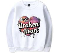 DWDKJU Damiano David Born with a Broken Heart 2025 Sweatshirts, Pulls à Capuche à Manches Longues Imprimés Graphiques Unisexes pour Les Fans De Singer,Blanc,XL