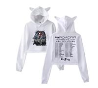DWDKJU M. Pokora Adrenaline Tour Sweatshirts, Pulls à Capuche à Manches Longues Imprimés Graphiques Unisexes pour Les Fans De Singer,Blanc,XL